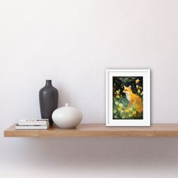 Artery8 Wall Art Print Fox Dream Floral Yellow Oil Painting Orange White Dreamscape of Lily Flowers in Spring Artwork Framed 9X7 Inch - thumbnail 2