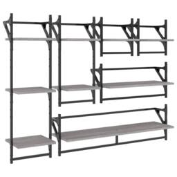 Berkfield Home 6 Piece Wall Shelf Set with Bars Grey Sonoma Engineered Wood - thumbnail 1