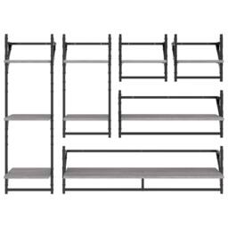 Berkfield Home 6 Piece Wall Shelf Set with Bars Grey Sonoma Engineered Wood - thumbnail 4