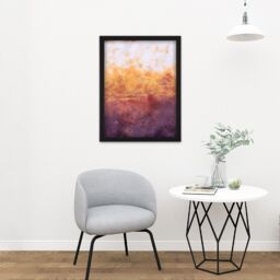 "Artery8 Wall Art Print Abstract Purple Yellow Gold Watercolour Large Large Framed Wall Décor Art in Light Oak - Size: W18"" x H24""" - thumbnail 2