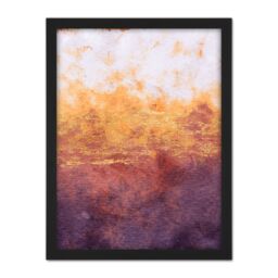 "Artery8 Wall Art Print Abstract Purple Yellow Gold Watercolour Large Large Framed Wall Décor Art in Light Oak - Size: W18"" x H24""" - thumbnail 1