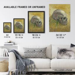 "Artery8 Human Skull Study in Yellow Van Gogh Vintage Framed Wall Art Print - Size: W12"" x H16""" - thumbnail 3