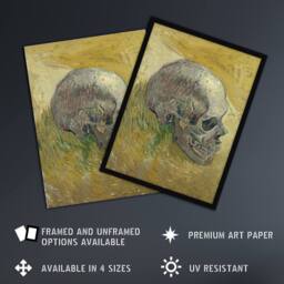 "Artery8 Human Skull Study in Yellow Van Gogh Vintage Framed Wall Art Print - Size: W12"" x H16""" - thumbnail 2