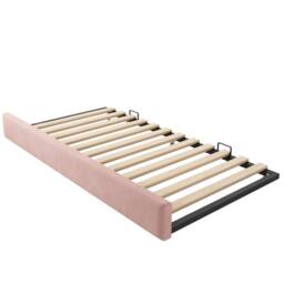 BES HOME 3ft Pink Velvet Guest Daybed with Pull-Out Trundle & Slat Frame - Size: Single - thumbnail 7