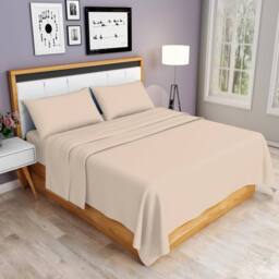 Homes-Linen 100% Egyptian Cotton Thread Count 200 Hotel Quality Flat Sheet in Beige - Size: Single - thumbnail 1