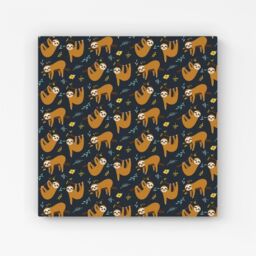 "Warren Reed - Designer Cute Sloths Canvas in Brown - Size: W16"" x H16""" - thumbnail 1