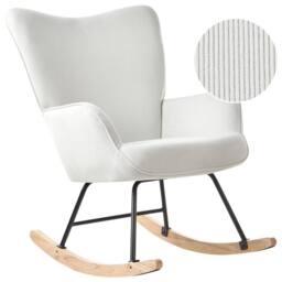 Wyld and Coco Aura Living Rocking Armchair - Off-White Jumbo Cord Black Metal Legs in White - thumbnail 2