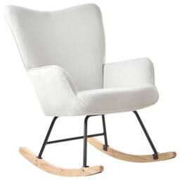 Wyld and Coco Aura Living Rocking Armchair - Off-White Jumbo Cord Black Metal Legs in White - thumbnail 3
