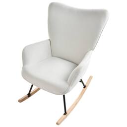 Wyld and Coco Aura Living Rocking Armchair - Off-White Jumbo Cord Black Metal Legs in White - thumbnail 6