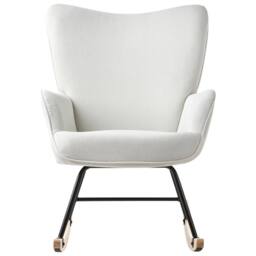 Wyld and Coco Aura Living Rocking Armchair - Off-White Jumbo Cord Black Metal Legs in White - thumbnail 5
