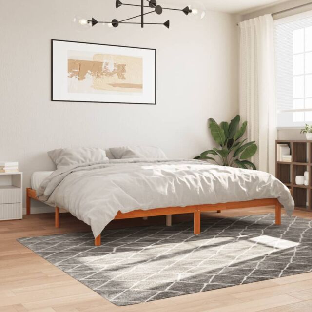 Berkfield Home Bed Frame without Mattress Wax Brown 200x200 cm Solid Wood Pine - image 1