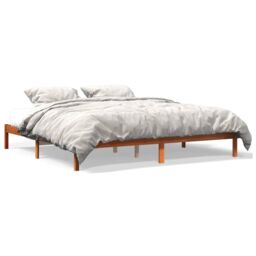 Berkfield Home Bed Frame without Mattress Wax Brown 200x200 cm Solid Wood Pine - thumbnail 2