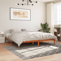 Berkfield Home Bed Frame without Mattress Wax Brown 200x200 cm Solid Wood Pine - thumbnail 1