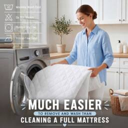 Grace Pack of 3 Quilted Mattress Protectors Soft Breathable Mattress Cover in White - Size: Super King Fitted - thumbnail 8