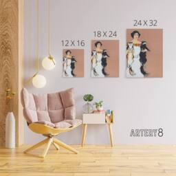"Artery8 Woman Holding Two Cats Drawing Canvas Wall Art Print Penfield in Pink - Size: W18"" x H24""" - thumbnail 4