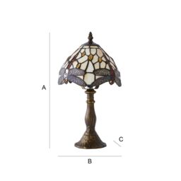 ValueLights Tiffany Dragonfly Stained Glass Antique Brass Table Lamp & LED Bulb - thumbnail 8