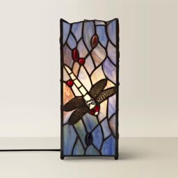 ValueLights Tiffany Dragonfly Stained Glass Antique Brass Table Lamp & LED Bulb - thumbnail 3