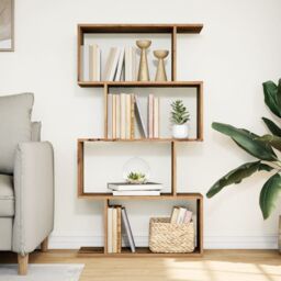 Berkfield Home Room Divider Bookcase 4-Tier Artisan Oak 70x24x129 cm Engineered Wood in Brown - Size: 70 x 24 x 129 cm - thumbnail 3