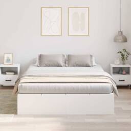 Berkfield Home Modern Bed Frame White MDF Standard Double Storage Bed Rectangular - thumbnail 5