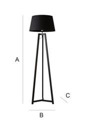 ValueLights Lottie Black Wood Tripod Floor Lamp with Fabric Tapered Shade & LED Bulb - thumbnail 7