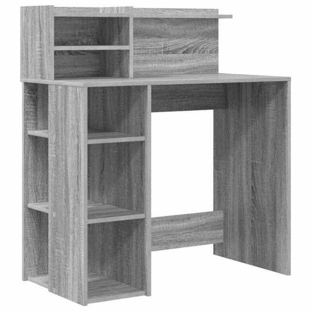 Berkfield Home Desk with Storage Grey Sonoma 90x48x101.5 cm Engineered wood - image 1