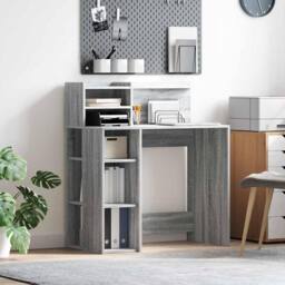 Berkfield Home Desk with Storage Grey Sonoma 90x48x101.5 cm Engineered wood - thumbnail 2