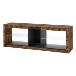 Levede Height Adjustable TV Unit Cabinet Wood LED RGB Storage for Living Room in Brown