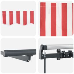 Berkfield Home Manual Retractable Awning with LED Red & White Stripe 450x350 cm - thumbnail 8