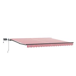 Berkfield Home Manual Retractable Awning with LED Red & White Stripe 450x350 cm - thumbnail 4