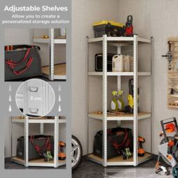 Kelvenix 4-Tier Corner Shelving Unit Adjustable in Silver - Size: 10000mm x 520mm - thumbnail 4