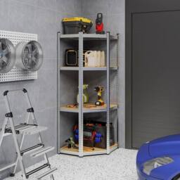 Kelvenix 4-Tier Corner Shelving Unit Adjustable in Silver - Size: 10000mm x 520mm - thumbnail 5