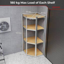 Kelvenix 4-Tier Corner Shelving Unit Adjustable in Silver - Size: 10000mm x 520mm - thumbnail 2