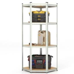 Kelvenix 4-Tier Corner Shelving Unit Adjustable in Silver - Size: 10000mm x 520mm - thumbnail 1