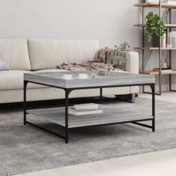 Berkfield Home Coffee Table Grey Sonoma 80x80x45 cm Engineered Wood & Iron - Size: 80 x 80 x 45 cm