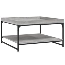 Berkfield Home Coffee Table Grey Sonoma 80x80x45 cm Engineered Wood & Iron - Size: 80 x 80 x 45 cm - thumbnail 2