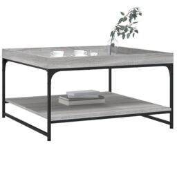 Berkfield Home Coffee Table Grey Sonoma 80x80x45 cm Engineered Wood & Iron - Size: 80 x 80 x 45 cm - thumbnail 3