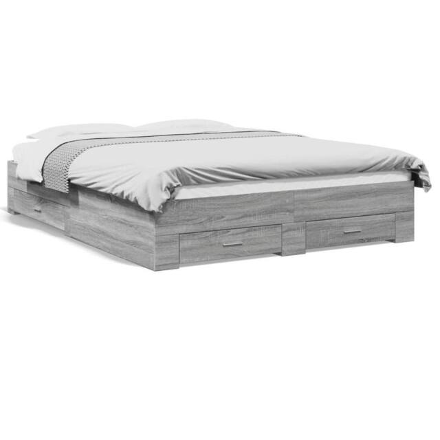Berkfield Home Bed Frame w/Drawers Frame Grey Sonoma 150x200 cm King Size - image 1