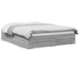 Berkfield Home Bed Frame w/Drawers Frame Grey Sonoma 150x200 cm King Size - thumbnail 1
