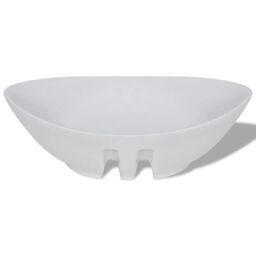 Berkfield Home Luxury Ceramic Basin Oval with Overflow 59 x 38, 5 cm in White - thumbnail 5
