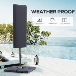 OUTSUNNY Garden Parasol Cover for 2-4.6m Umbrella Protector, Dark Grey - thumbnail 4