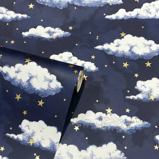 Arthouse Stars & Clouds Wallpaper in Navy - image 1