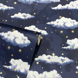 Arthouse Stars & Clouds Wallpaper in Navy - thumbnail 1