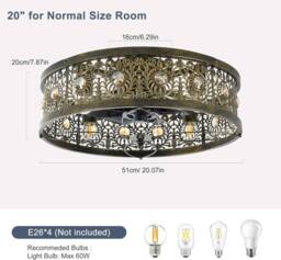"Garwarm 20""Caged Ceiling Fans with LightsVintage Crystal Bladeless Ceiling Fan in Bronze" - thumbnail 7