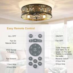 "Garwarm 20""Caged Ceiling Fans with LightsVintage Crystal Bladeless Ceiling Fan in Bronze" - thumbnail 6