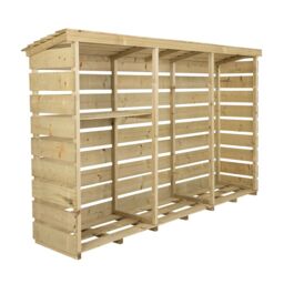 Charles Bentley Nordic Spruce Wooden 3 Log Store Firewood Storage Heavy Duty in Natural - thumbnail 2