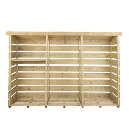 Charles Bentley Nordic Spruce Wooden 3 Log Store Firewood Storage Heavy Duty in Natural - thumbnail 3