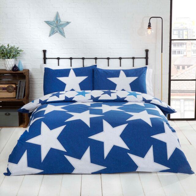 Rapport Home All Stars Polycotton Reversible Duvet Set with Pillowcase in Navy - Size: King - image 1