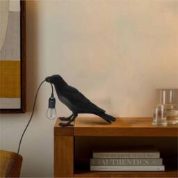 VOGREX 1PC Black Crow Resin LED Lamp E27 Modern Table Light - thumbnail 4