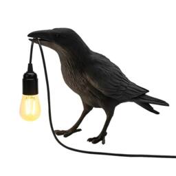 VOGREX 1PC Black Crow Resin LED Lamp E27 Modern Table Light