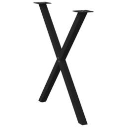 Berkfield Home Dining Table Legs X-Shaped 2 pcs Black 70x(72-73) cm Steel - thumbnail 4